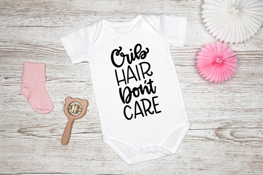 Crib Hair Don't Care baby onesie